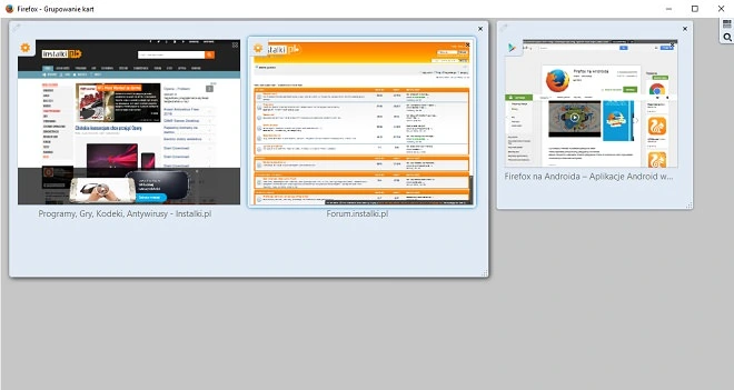 grupowanie kart firefox