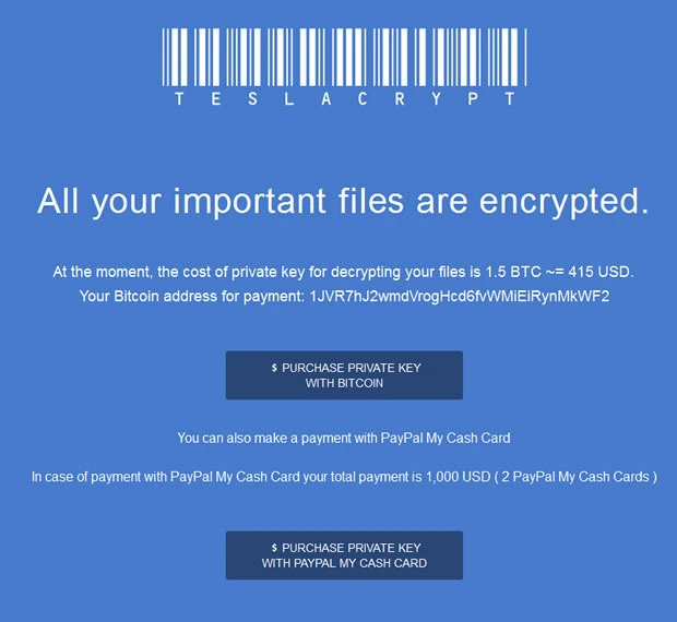 teslacrypt payment