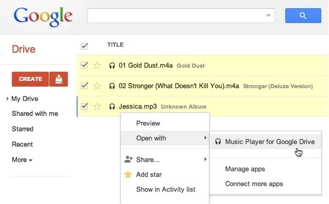Music Player dla Google Drive
