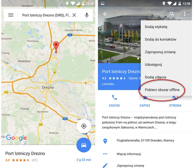 Mapy Google Obszar Offline pobierz