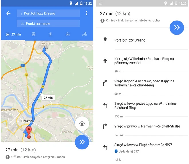 Mapy Google nawigacja offline