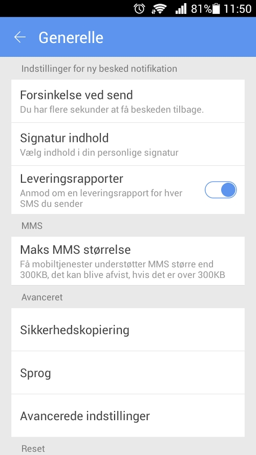 GO SMS Pro Denmark language