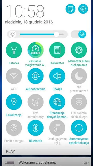 Skróty na pasku powiadomień