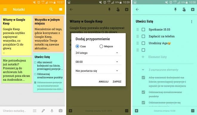 Google Keep - notatki i listy