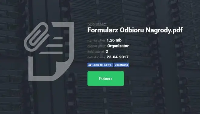 Formularz Odbioru Nagrody