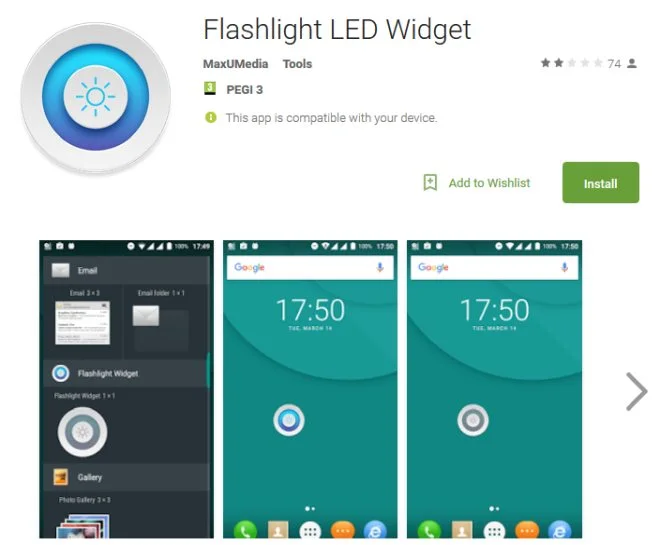 Flashlight LED Widget
