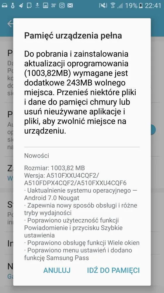 samsung galaxy a5 2016 aktualizacja android 7 nougat