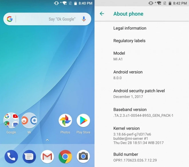 Android O Xiaomi Mi A1