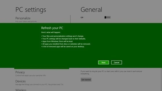 Windows 8 Refresh your PC 
