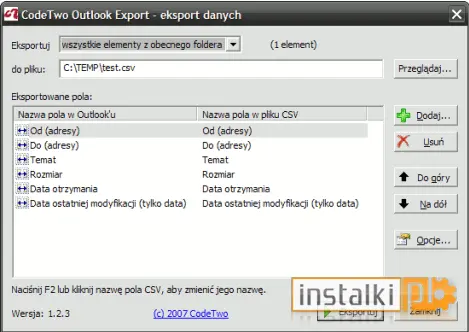 Okladka CodeTwo Outlook Export