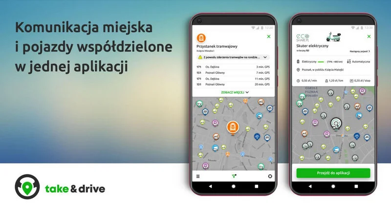 Polska aplikacja łączy komunikację miejską i pojazdy współdzielone – premiera take&drive 2.0