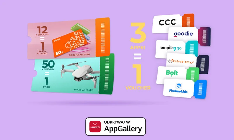Użytkownicy smartfonów Huawei mogą zdobyć vouchery i nagrody w AppGallery