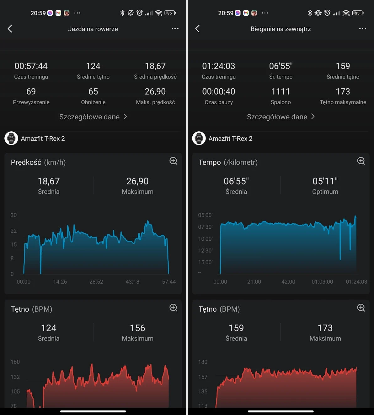 Amazfit T-Rex 2 - aktywności sportowe