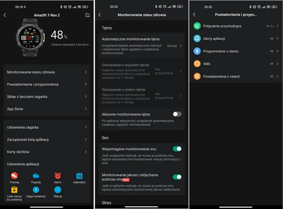 Amazfit T-Rex 2 - tryby sportowe
