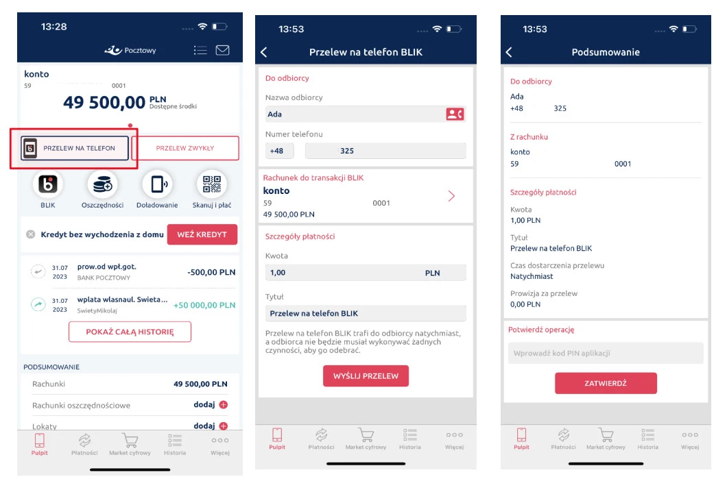 BLIK na telefon w Banku Pocztowym