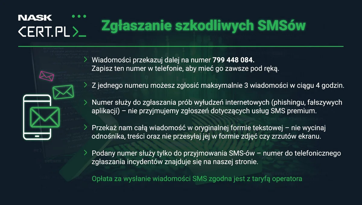 Zgłaszanie szkodliwych SMS-ów
