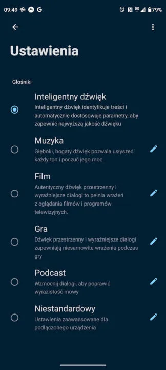 Edge 40 Neo - ustawienia audio