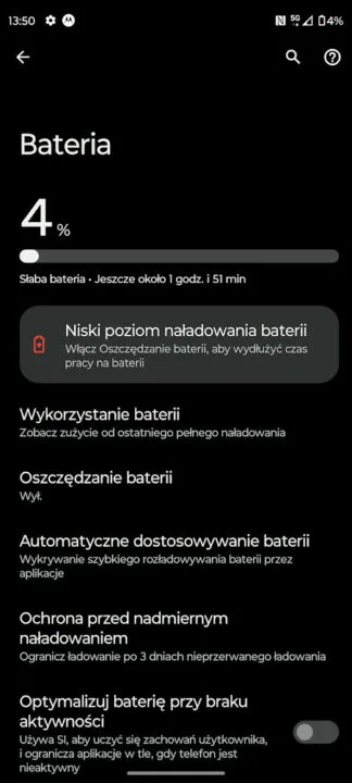 Edge 40 Neo - czas pracy na baterii