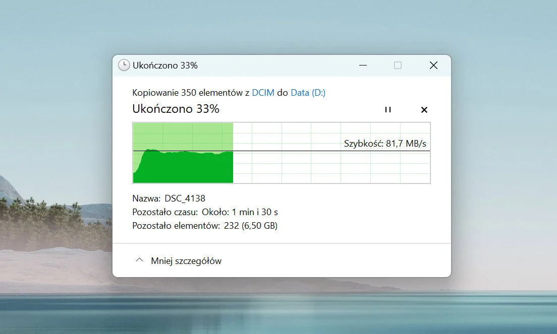 Kopiowanie plików z karty pamięci podłączonej przez LINQ 9in1 Pro Studio