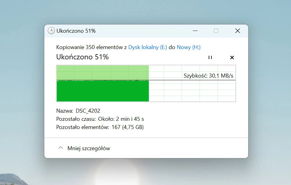 Kopiowanie danych przez USB-A