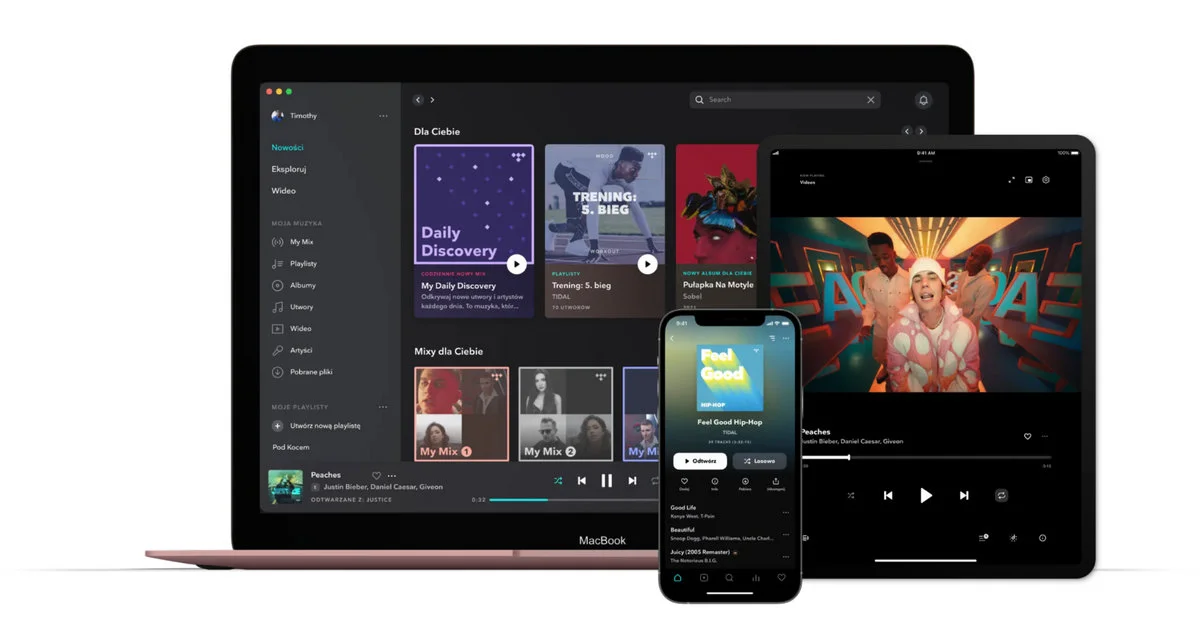 TIDAL na smartfony, tablety i komputery