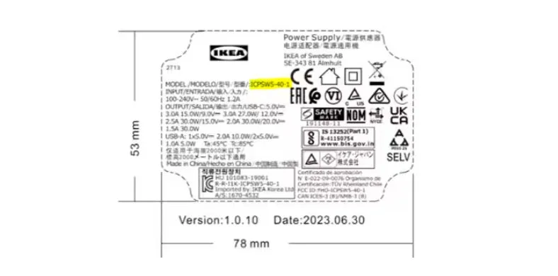 Etykieta ładowarki USB ÅSKSTORM 40 W