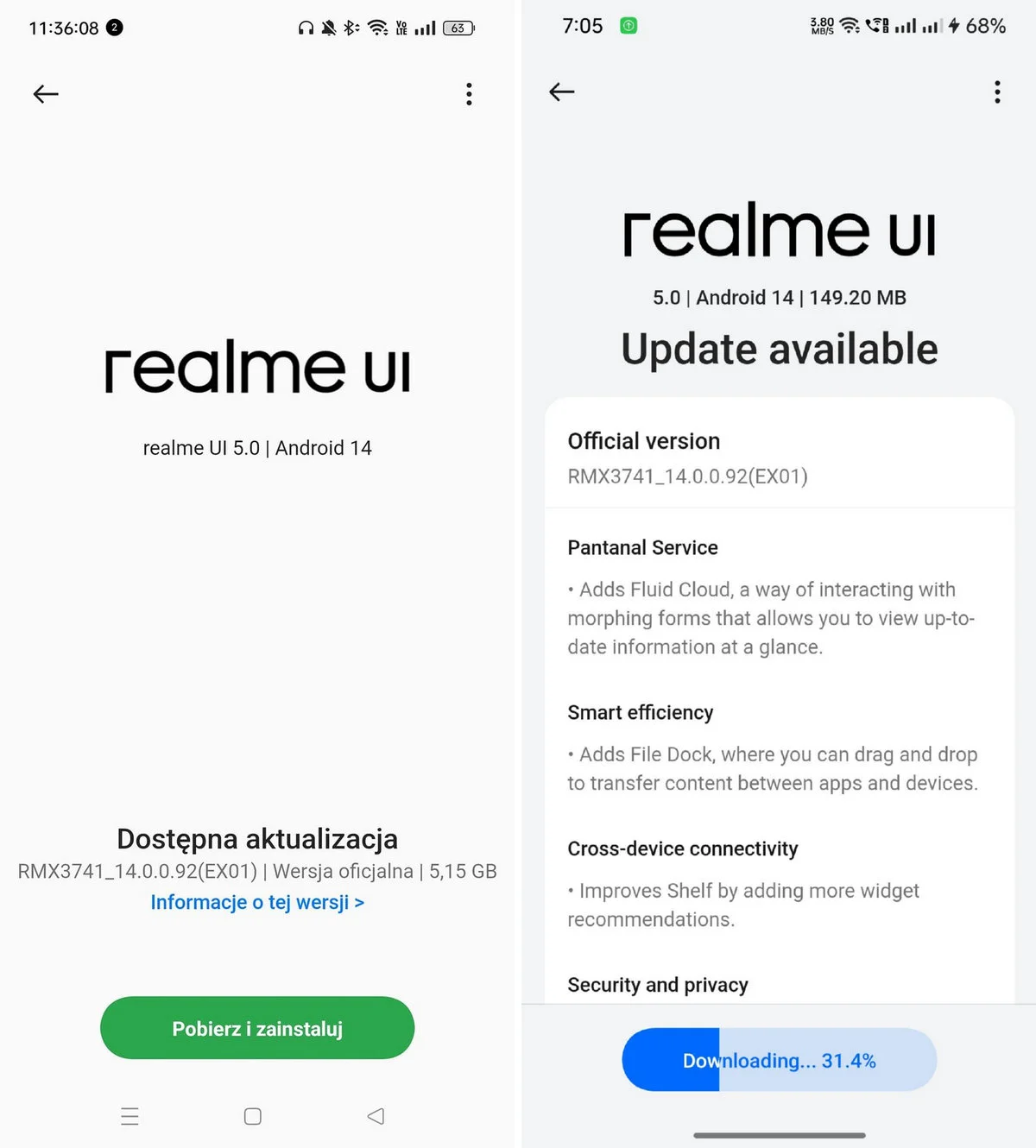realme UI 5.0 i Android 14