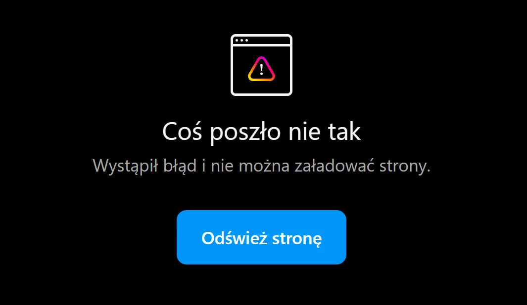 Nie można wczytać strony - Instagram