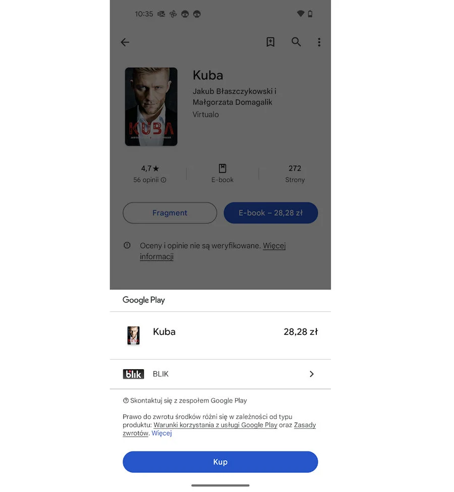 Płatność BLIK w sklepie Google Play / foto. wł.