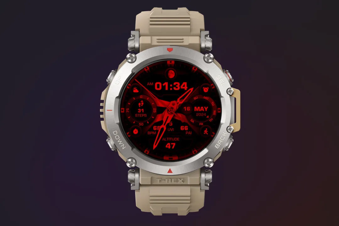 Tryb Red Flashlight na ekranie Amazfit T-Rex Ultra