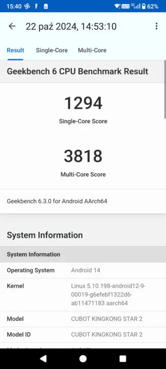 Benchmark Cubot KingKong Star 2