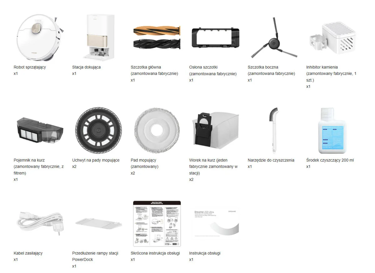 W zestawie z Robot sprzątający Dreame L50 Ultra