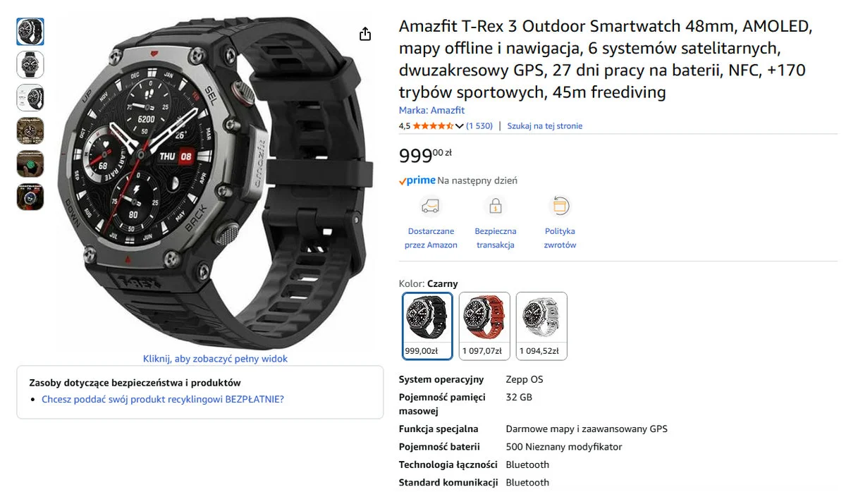 Amazfit T-Rex 3 świetnej cenie na Amazon