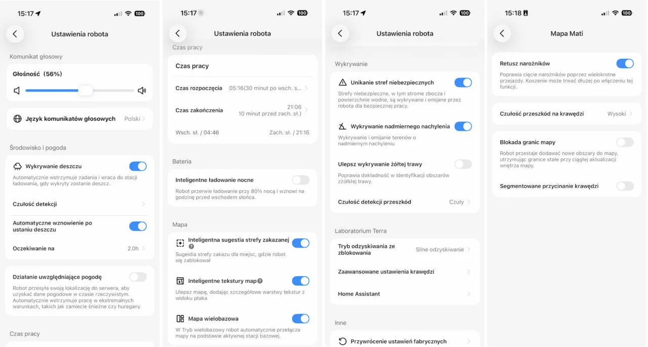 Zaawansowane ustawienia robota