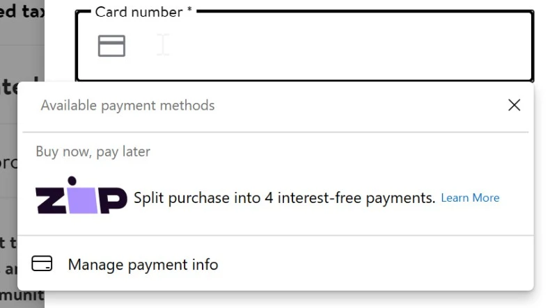microsoft edge zip buy now pay later