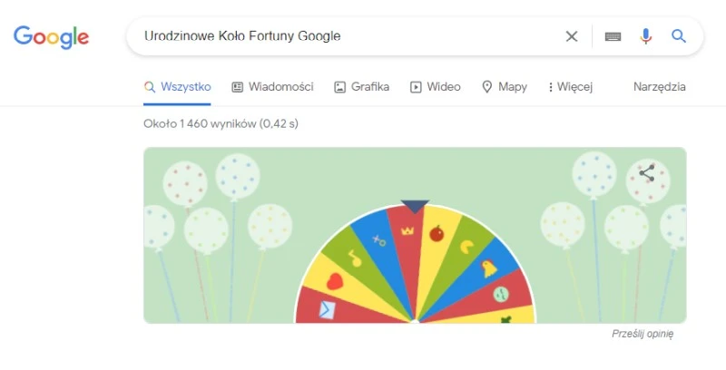 urodzinowe kolo fortuny google