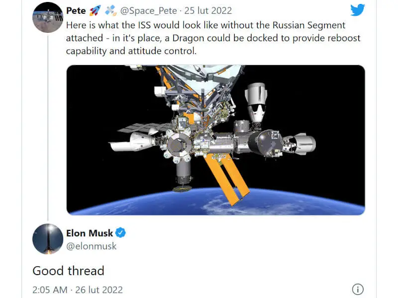 Stacja ISS zabezpieczona nawet bez Rosjan. Elon Musk oferuje pomoc SpaceX