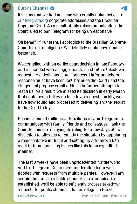 telegram brazylia blokada 2