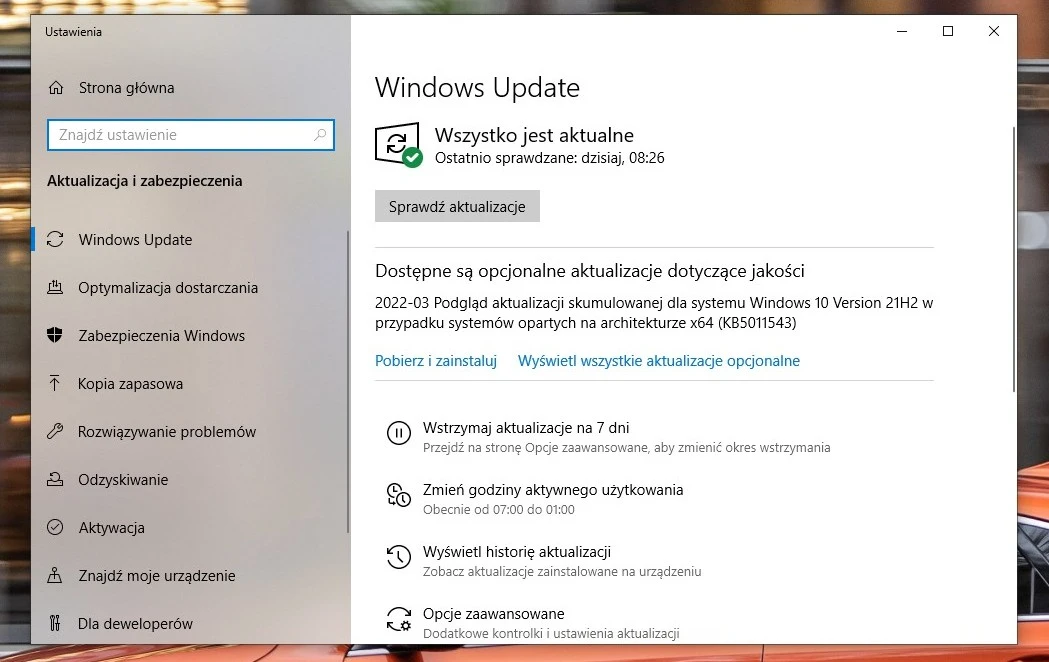 aktualizacja windows 10 kb5011543