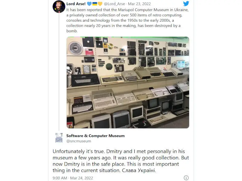 Ukraińskie muzeum retrokomputerów wraz z eksponatami zniszczone przez Rosjan