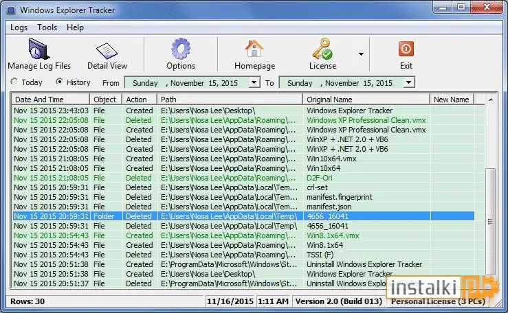 Okladka Windows Explorer Tracker