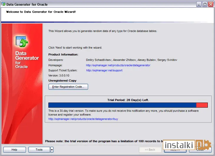 Okladka EMS Data Generator for Oracle