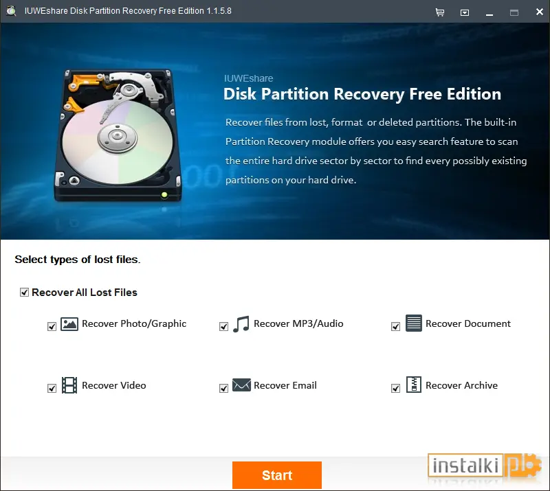 Okladka IUWEshare Disk Partition Recovery Free Edition