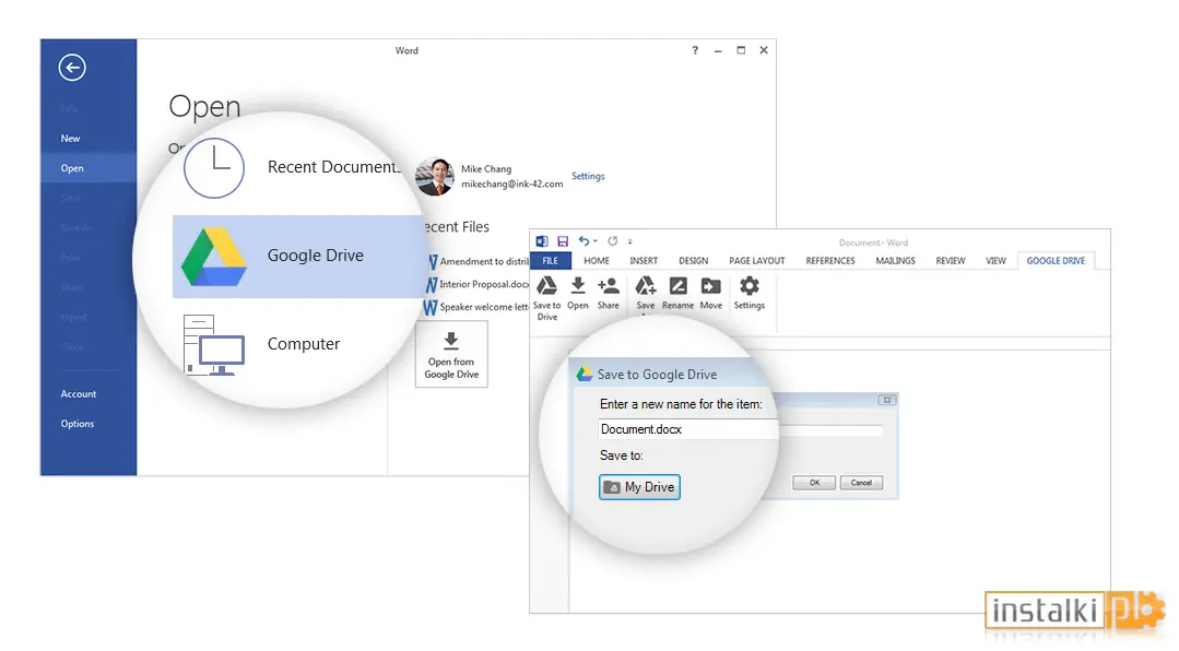 Google Drive Plug-in dla Microsoft Office