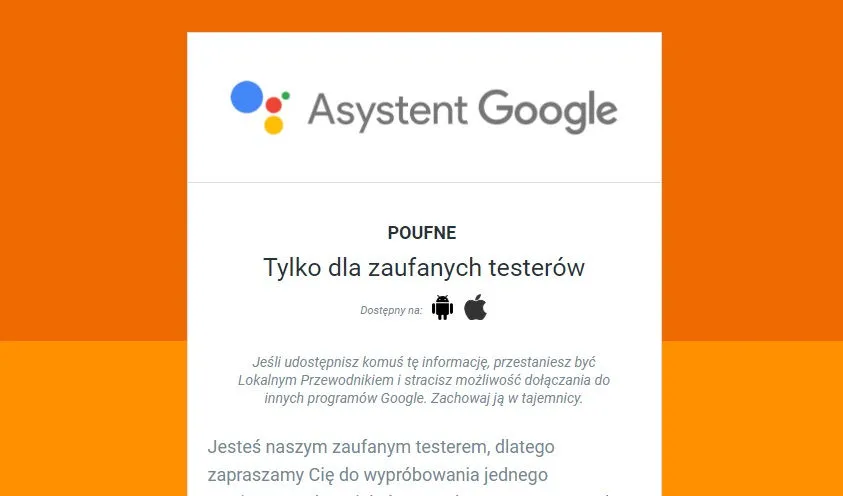Google asystent zaproszenie