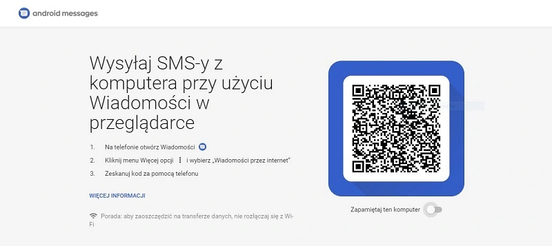 Wiadomości Android w przeglądarce