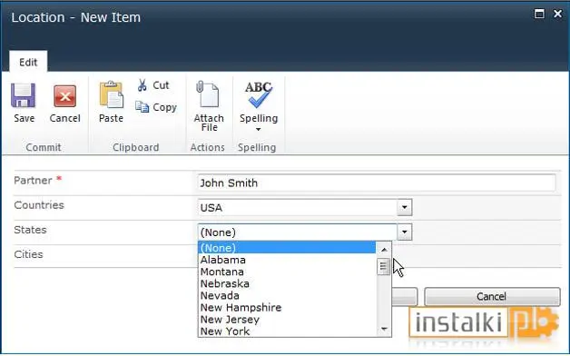 Okladka SharePoint Cascaded Lookup