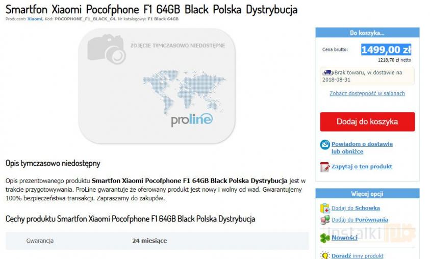 Smartfon Xiaomi Pocofphone F1 64GB