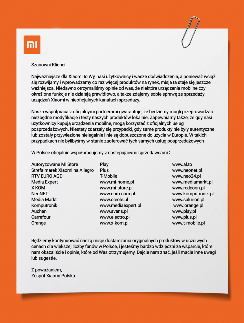 Xiaomi list do fanow