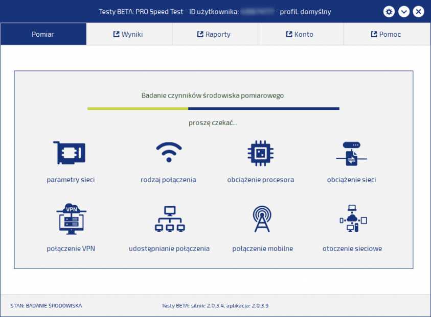 Wersja BETA systemu PRO Speed Test